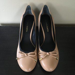 Franco Sarto Nude Mixed Leather Ballet Block Heels